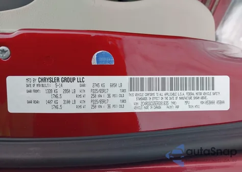 2014 Dodge Grand Caravan Sxt из США, поврежденный, VIN 2C4RDGCG5ER391835